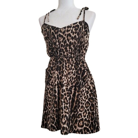 Smoke And Mirrors Vintage Mini Dress Leopard Front Pockets Y2K Star loved Brand - Picture 1 of 12